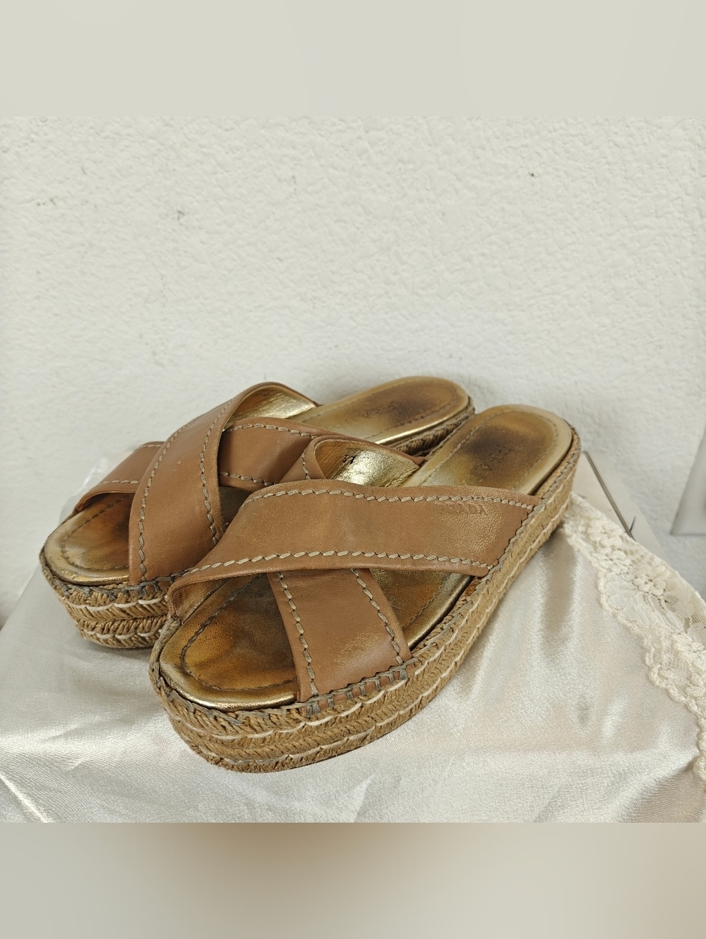 Prada Colorblock Leather Espadrille Platform Sandals | Euro Chic Statement 6.5 - Picture 8 of 13